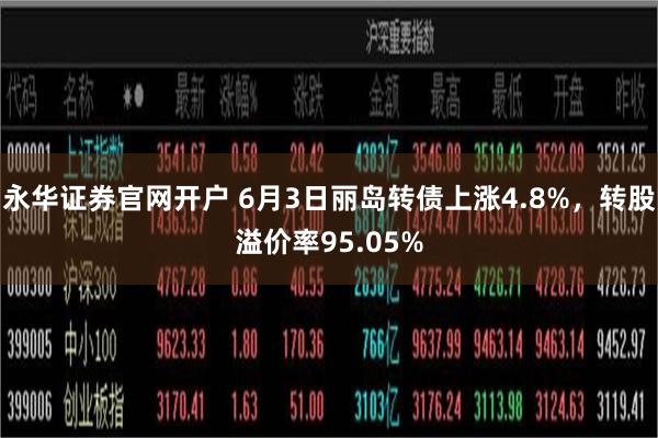 永华证券官网开户 6月3日丽岛转债上涨4.8%，转股溢价率95.05%